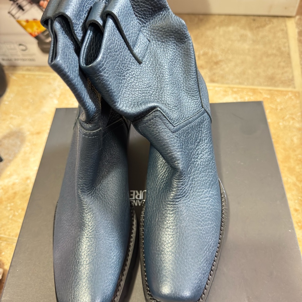 Men's Blue Leather Boots